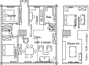 Plan de int�ractif l'appartement du premier �tage permettant d'acc�der aux diff�rentes chambres